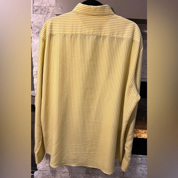 Bugatchi Uomo XL Yellow and Blue Striped long sleeve shirt. - Picture 4 of 9
